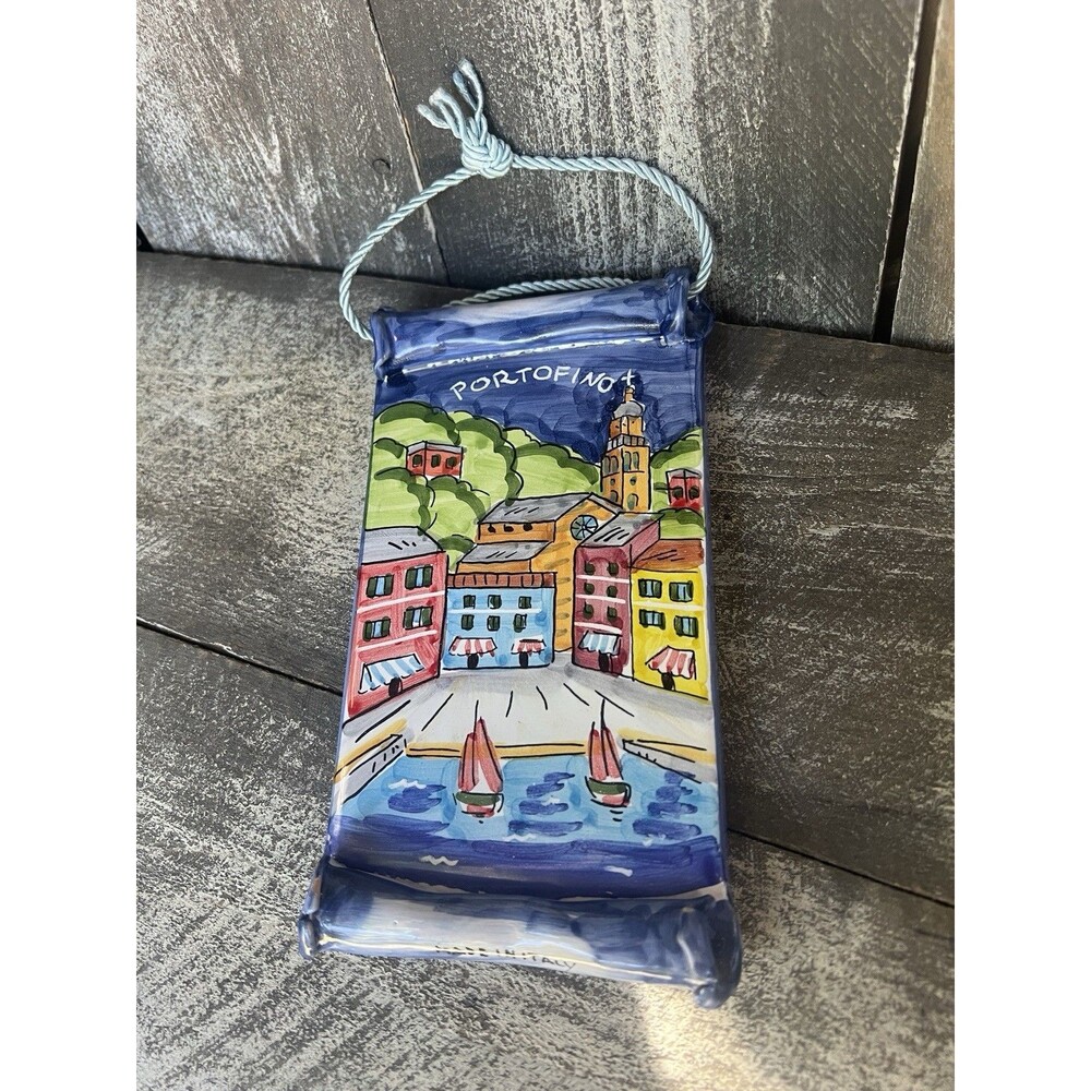 Benaya Art Tile  Portofino, Italy  Ceramic Plaque Hand painted Hanging